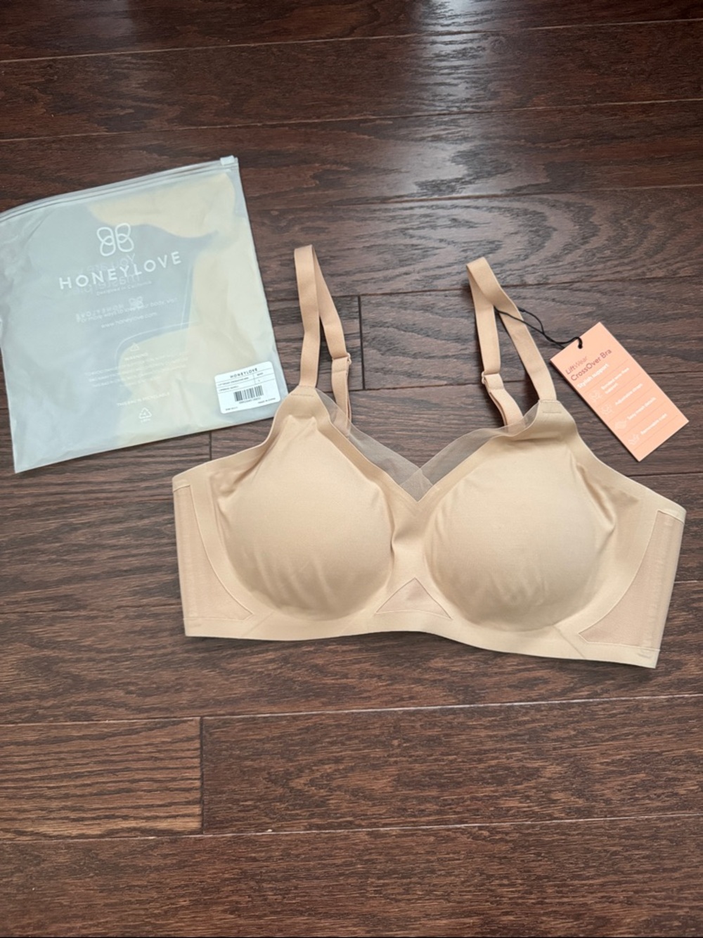Honeylove Liftwear Crossover Bra in Sand